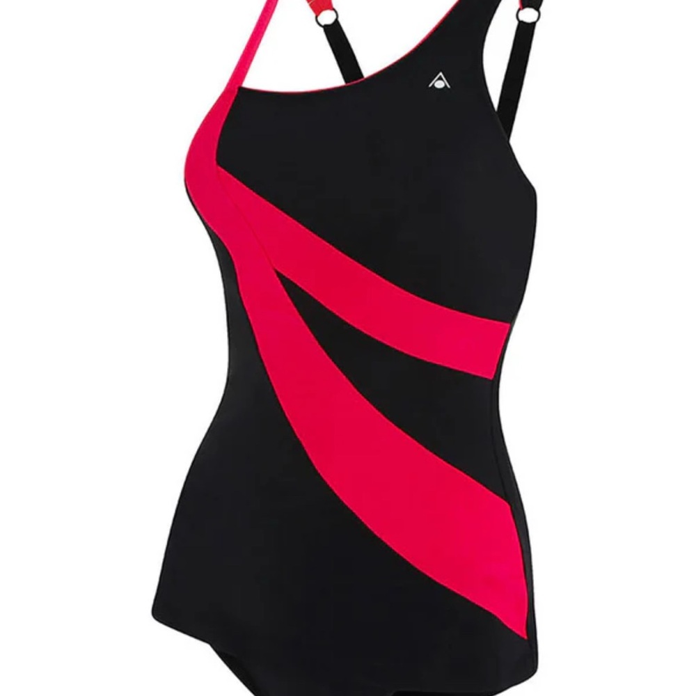 Aqua Sphere Black and Red One Piece Swimwear with Racerback NWT  Sz 34